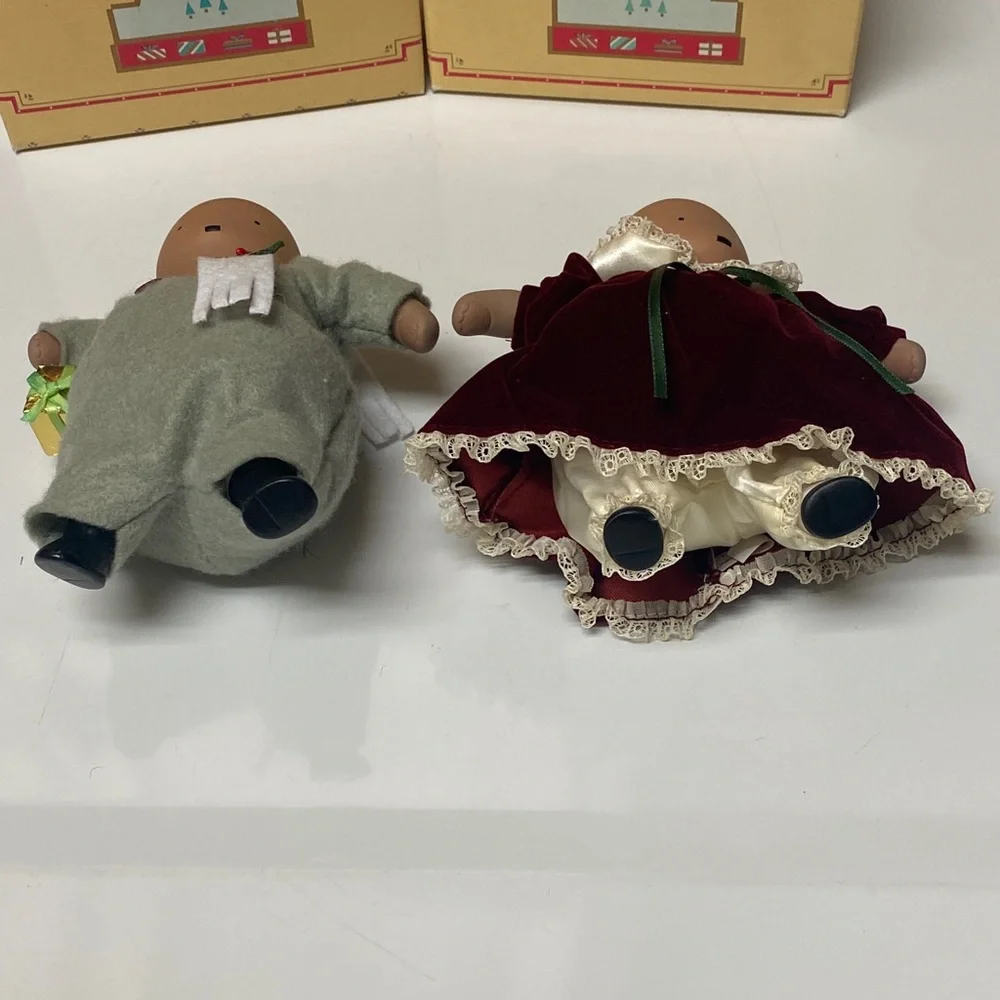 Michel & Co 1987 Vintage “A Winter Boy & Girl 1947” Hand Painted Ornaments